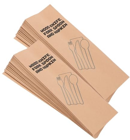 TOPBATHY 100 Stück Einweg-bestecktaschen Aus Papier Für Besteckhalter Besteckhüllen Für Küchenutensilien Für Veranstaltungen Und Partys