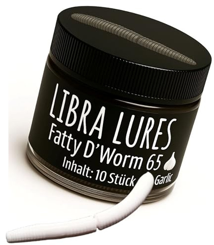pro-bite Libra Lures Fatty D`Worm 65mm | Forellenköder Supersoft | Inhalt: 10 Stück | Aroma: Knoblauch | Farbe: 001 / White