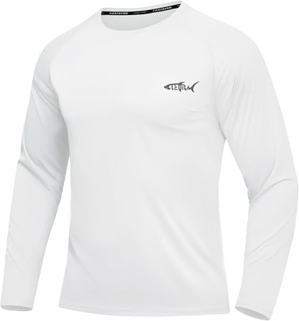 DEHORU Men's UPF 50+ Long Sleeve Rash Guard Swim Top UV Shirt | Quick-dry moisture wicking sun protection shirt for beach, pool, fishing, running and hiking