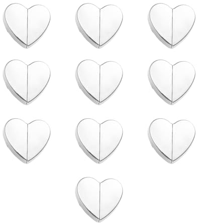 10pcs Curtain Magnets Closure, Heart-Shaped Magnetic Curtain Closure Detachable Zinc Alloy Magnetic Drapery Clips for Bedroom Bathroom Office Draperies Prevent Light Leaking (Silver)