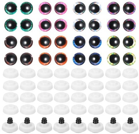 PATIKIL 14mm Flash Safety Eyes, 64 Pcs Moon Doll Eyes Realistic Colorful Crocheting for Decor Crochet Accessories Dolls Craft Halloween, 8 Colors