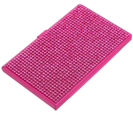 POPETPOP Visitenkartenetui mit Glitzerrhinestones Elegantes aus Aluminiumlegierung Widerstandsfähig und Kratzfest für Damen im Büro und Geschäftsumfeld