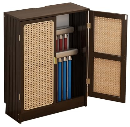 Copri Termosifoni in Bambù con 2 Ante, Copri Termosifone Moderno, Pannelli Porta in Rattan, Fori per Cablaggio Predisposti e Condotti per Battiscopa, per Casa, Ufficio(70 * 80 * 25cm/28 * 31 * 10in)