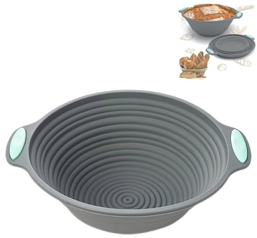 Smaoqingji Cestino Silicone per Lievitazione Pane - 1 Pezzo, Grigio, Proofing Basket, Adatto per la Preparazione di Tutti I Tipi di Pane, Pizza e Altro, Soddisfa Tutte le Vostre Esigenze di Cottura