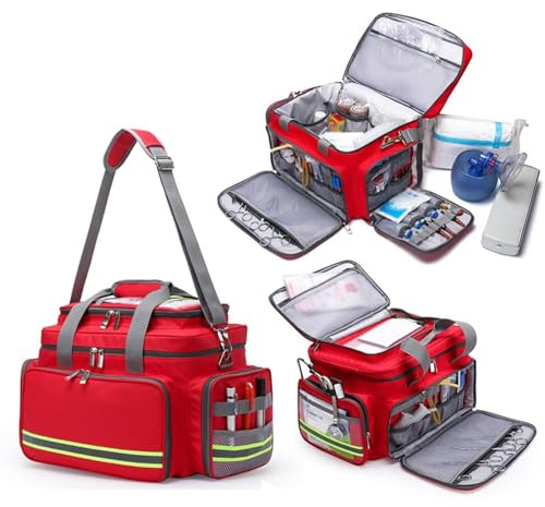 Trousse de premiers secours professionnelle avec séparateurs intérieurs amovibles pour soins médicaux d'urgence et santé à domicile, Rouge