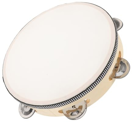 Uonlytech Tambourin à Main Bois avec Peau Imitation Cuir Instrument de Percussion Éducatif pour Garçon Fille Tambour à Main et Maracas pour École Fêtes Anniversaire et Cours de Musique