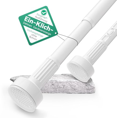 VECTO Gardinenstange ohne Bohren 340-430cm Ø32mm Weiß | Klemmstange Teleskopstange für Duschvorhang, Kleiderstange & Raumteiler. Ideal für Balkon, Küche, Schlafzimmer