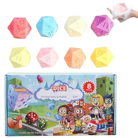 Bubbelbad, med fuktgivande havssaltboll och tärningsleksak - 8 bollar doftande skumbubbelbad, för kvinnor, män, mormor, flickor, ungdomar, familj och