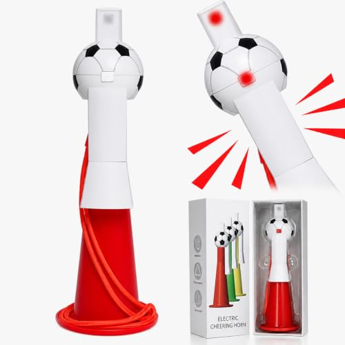 Bibykivn Vuvuzela elektrisk trumpet utan blåsning, plastfläkttrumpet med dragsko, stadion trumpet och horn, för fotboll, matcher, cheerleading och sportevenemang (röd)