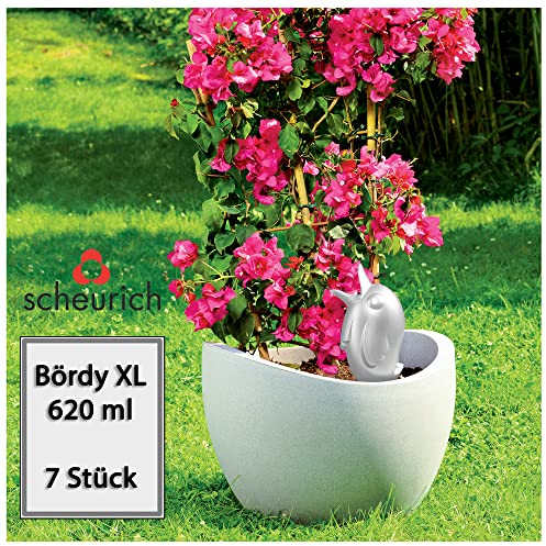 Scheurich Wasserspeicher Bördy XL | 7X Weiß | 620ml Füllmenge | Bewässerungskugel klein mit Ton Fuß | Wasserspender Pflanzen und Blumen Terrakotta Stiel