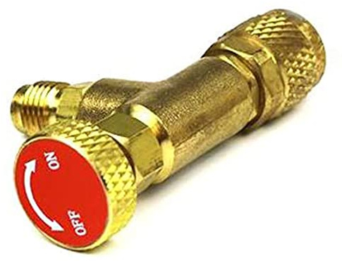 VIGORFLYRUN PARTS LTD 1pcs R410A Adaptador de Válvula Refrigerante de Aire Acondicionado 1/4 Macho A 5/16 SAE Manguera de Carga Femenina Válvulas de Control de Flujo Adaptador de Seguridad