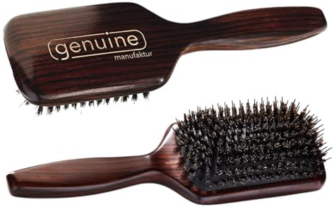 genuine haircare CARE BRUSH - 100% Wildschweinborsten Bürste – Pflegende sleek Haarbürste ohne ziepen für gesunde Haarpflege, antistatisch, Handmade in Germany