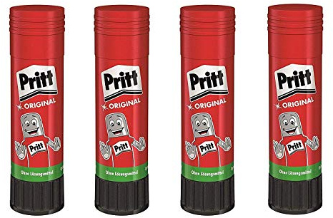 Pritt Klebestift, transparent, auswaschbar, ablösbar, ohne Lösungsmittel (4 Stück, 22g)