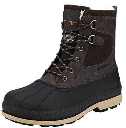 NORTIV 8 Botas de Hombre Trekking de Nieve Invierno Zapatos de Senderismo con Cordones Impermeables Acolchados Pesados Oscuro/MARRÓN/Negro Avenue Talla 46EU/12US
