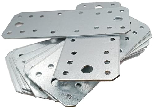 10pcs Mending Plates Joining Flat Metal Fixing Sheet Brackets Wood 140x55x2mm | Sleeper Brackets for Timber, Railway Sleeper Fixings, 2mm Thick Metal Joining Plates for Wood, Fence Repair Connector