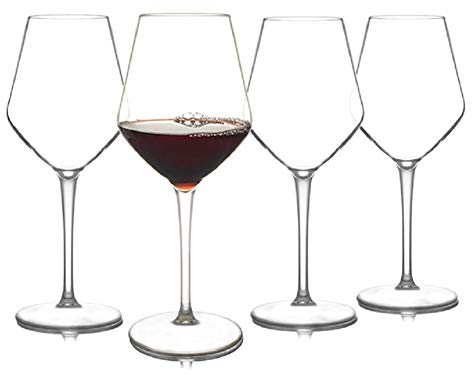 Chiatai, bicchieri da vino infrangibili, in plastica Tritan, colore bordeaux, riutilizzabili, per uso alimentare, infrangibili, confezione da 4