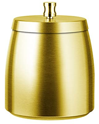 Edelstahl Aschenbecher mit Deckel, Windaschenbecher Tischaschenbecher mit rutschfeste Basis Aschenbecher für Draußen groß Aschenbecher Silber Gold Sturmaschenbecher für Zigaretten Bar Büro
