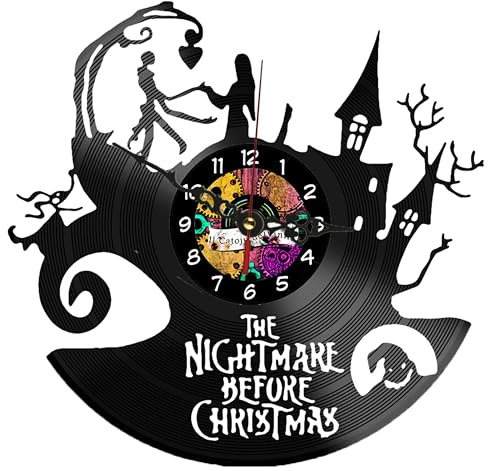 Orologio da Parete in Vinile Before Christmas – Design Jack Skellington – Decorazione Murale per Casa, Cameretta o Ufficio – Idea Regalo Originale per Fan e Amanti delle favole – Catoju