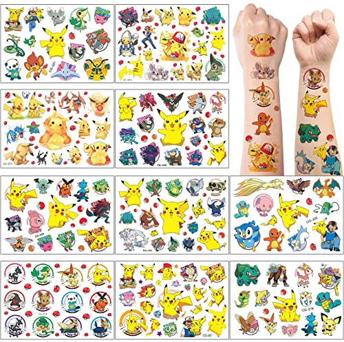 Tattoo Kinder, 10 Blätter Monster Temporäre Tattoo Aufkleber Set für Mädchen Jungen Kindertattoos Wasserdicht für Geburtstagsgeschenke Kindergeburtstag Mitgebsel Festival Party Deko
