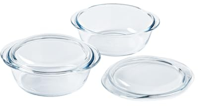 Pyrex® | Borosilicate Glass Casserole | Set of 2 | Steamer, Quick and Tasty Cooking, Microwave and Dishwasher Safe (2 Pack 1L) Casserole Dishes