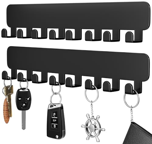 pickpiff Porte-clés mural autocollant – Support sans perçage, Noir, 2 pièce