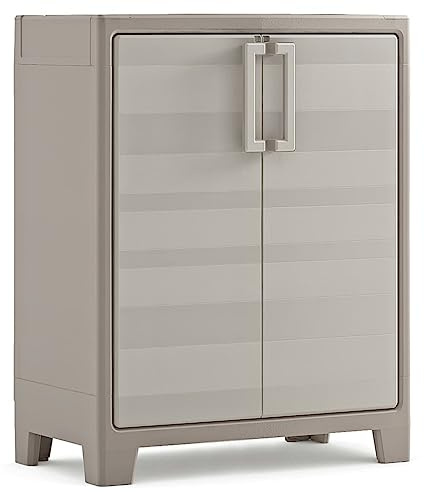 Keter Schrank mit 2 Ablagen, 80 x 44 x 100 cm, Gulliver Bass XL Sand und Beige