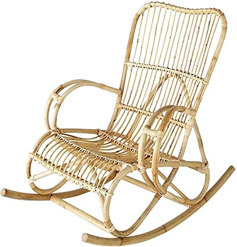 UZOURI Natural Real Rattan Schaukelstuhl Recliner Handgewebter Balkon Garten Strand Lounge Chair 100X75x97cm