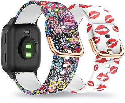 AireWiki 2-PCS Silikon Armbänder Kompatibel mit Garmin Venu Sq/Venu Sq Music- Muster Sport Weiches Ersatzband Für Damen Herren Armband Für Garmin Venu Sq/Venu Sq Music (3)