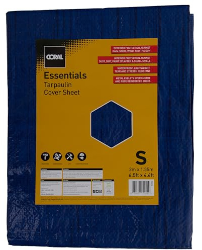 Coral 72210 Essentials 28 Sq ft (6.5 X 4.4ft) Blue Tarpaulin Waterproof Lightweight Tear Resistant Metal Eyelets