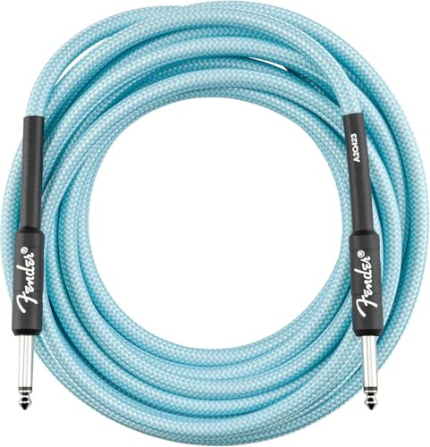 Fender Professional Tweed Cavo Strumentale Jack 6.35mm Dritto 15ft | Cavo per chitarra, rame privo di ossigeno, jack da 1/4 nichelati, per esibizioni dal vivo, tweed blu Daphne, 4