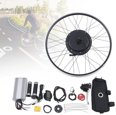 BAOCHADA 28 Zoll Ebike Umbausatz Kit 1500W Elektrofahrrad Umbausatz, Hinterrad Ebike Conversion Kit mit Sensor Bremsgriffen, Heckfederung 7 Gang Schwungrad, Schwarz