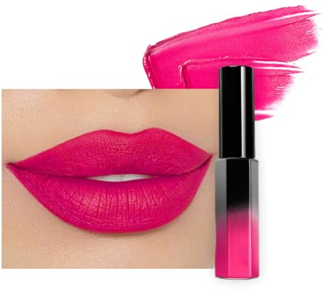 Hot Pink Liquid Lipstick Lip Gloss, Matte Red Lipsticks for Women Long Lasting, Waterproof Non-Sticky Full-Coverage Bright Pink Lips Gloss, Silky Not Fade Lip Stain,Tinted Lip Balm for Girls & Women