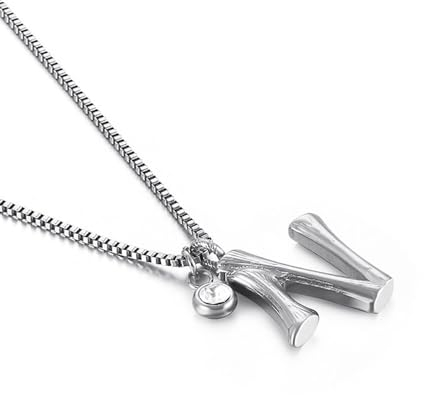 Homxi Frauen Silber Halskette mit Anhänger,Kette Edelstahl mit Anhänger Buchstabe M mit Zirkonia Halsketten Anhänger Silber