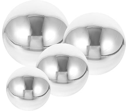 WANGHAHA 4 Stück Edelstahl-Spiegelkugeln, polierter Edelstahl, Gartenkugeln, Spiegelkugel, Spiegelbesatz, Regenbogen-Spiegelkugeln, Hängedekoration, Disco-Glas-Hohlkugel