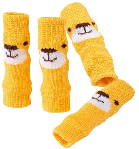 Niedliche gestrickte Beinstulpen für Haustiere: dekorativ bedruckte Welpenbeinstulpen für kleine, mittelgroße und große Hunde – einfache Thermosocken, 4 Stück