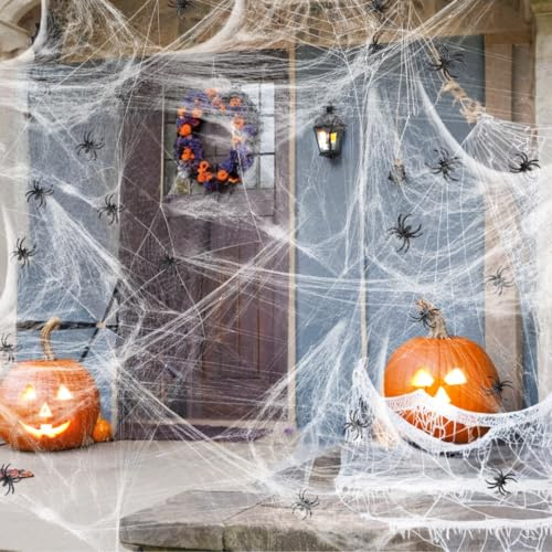 Seasons Spider Web Halloween Decoration with 30 Plastic Spiders 800 Sq. Ft.