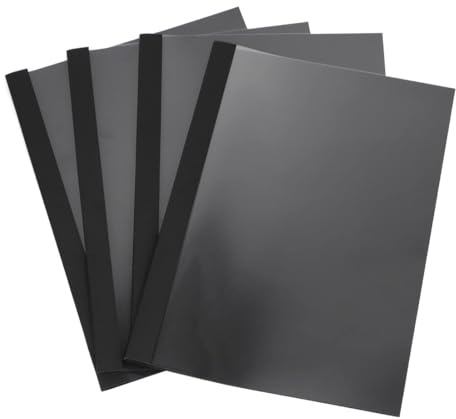 RAYSON Couvertures de reliure thermique, 15-100 feuilles, 2 mm, 3 mm, 4 mm, 6 mm, 12 mm, A4, Noir, Pack de 25