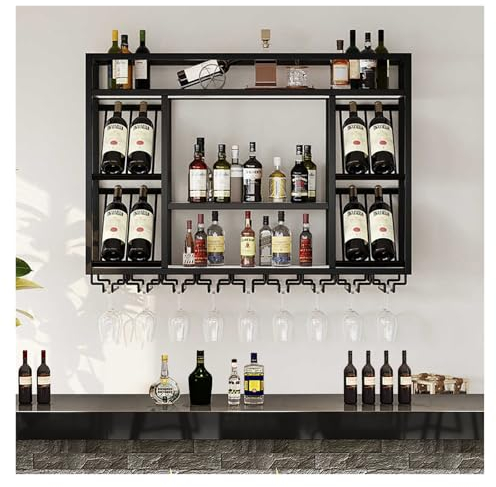Weinhalter Wand,Moderne Flaschenhalter Wand,flaschen Regal,Weinhalter Zum Aufhängen,weinflaschenhalter Wand,bar Regal Wand,barregal,Flaschenregal,Weinglashalter Hängend, Für Zuhause Restaurant(Black,1