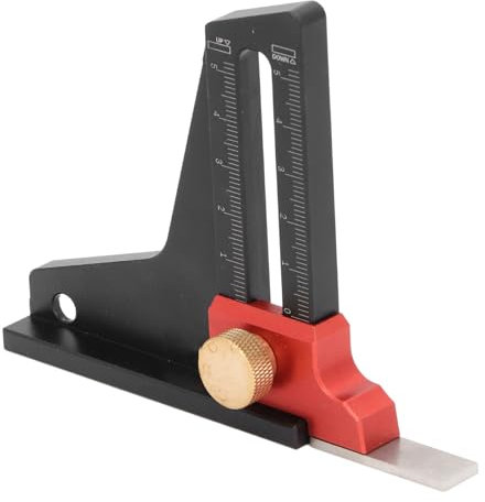 Höhenmesser aus Aluminiumlegierung, Holzbearbeitung, Sägetisch, Tiefenmesslineal, 0–50 Mm, Hohles Design, Doppelskalen, CNC-gefrästes Tiefenlineal für Tischkreissäge, Fräse,
