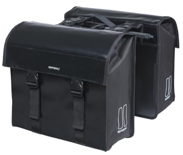 Basil Urban Load Doppeltasche MIK - 48-53L, Schwarz, Wasserdicht, Inkl. abschließbarer MIK-Adapterplatte, Ideal für City und Pendeln