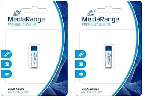 MediaRange MRBAT115 Household Battery Single-Use Battery A27 Alcalino 12 V - Pilas (Single-Use Battery, A27, Alcalino, Cilíndrico, 12 V, 1 Pieza(s)) (Paquete de 2)