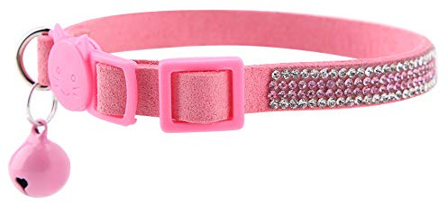 Akozon Funkelndes Katzenhalsband mit Weichem Stoff und Glöckchen – Verstellbare Haustierhalskette für Katzen und Kätzchen (S)