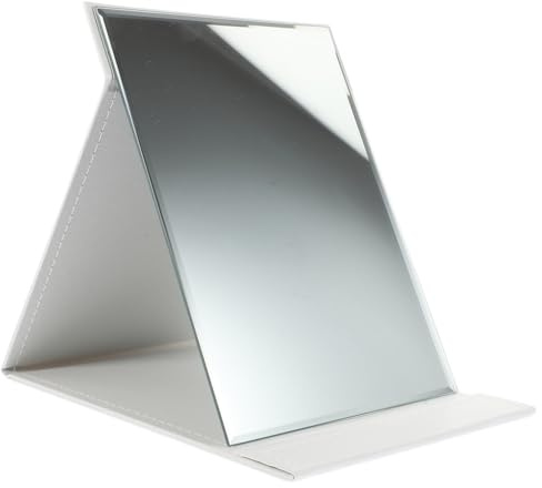 PRETYZOOM Espejo De Mesa Plegable De Maquillaje Grande Blanco para Dormitorio y Tocador, Adecuado para Niñas y Mujeres, Diseño Moderno y Compacto para Uso Interior