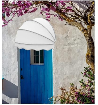 Toldo curvado francés para puerta y ventana al aire libre, toldo hemisférico plegable con cúpula de lona anti UV, cubierta de puerta delantera/trasera para decoración de patio, cafeterías, 65 cm