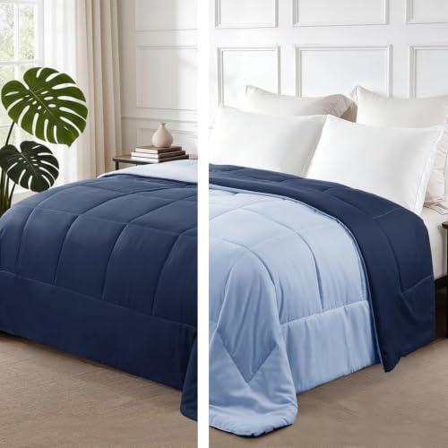 Exclusivo Mezcla Bettdecke ohne Bezug in 155x220 cm Steppdecke Sommerdecke | 220 GSM, Leicht, Weich, Atmungsaktiv, Schlafdecke für Sommer, Ganzjahresdecke, Maschinenwaschbar, Marineblau/Blau