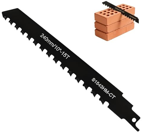Wjelet 240mm Säbelsägeblatt für Stein, Steinsäge Sägeblatt für Holz Stein Ziegel Beton Zementplatte, Robustes Sägeblatt für Porenbeton Kompatibel mit z.B. Einhell Bosch Dewalt Makita