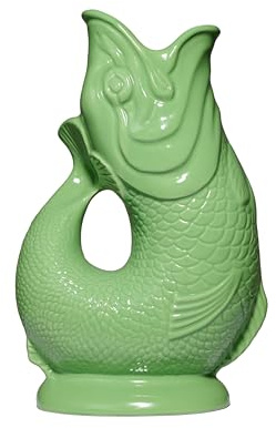Gluckigluck Karaffe XL Apfelgrün – 1,2 l – Original Gluggle Jug aus England – Wasserkrug mit Glucker-Geräusch – Handgefertigt und glänzend – Kult-Krug als Vase oder Dekanter
