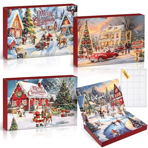 Humyoun 12 Sets Empty Advent Calendars to Fill 24 Days Christmas DIY Advent Calendar 2026 Boxes Xmas Countdown Ornament Bulk Gifts for Adults Family Friends, 13 x 9 x 1.6(Santa Claus)