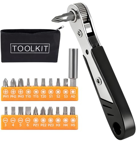 RTAYAGOOPA 21-in-1 Right Angle Screwdrivers Set, 36-Tooth Mini Ratchet Screwdriver, 90° Offset for Tight Spaces, Multi-head screwdriver Compact for DIY/Repairs, Gifts for Men
