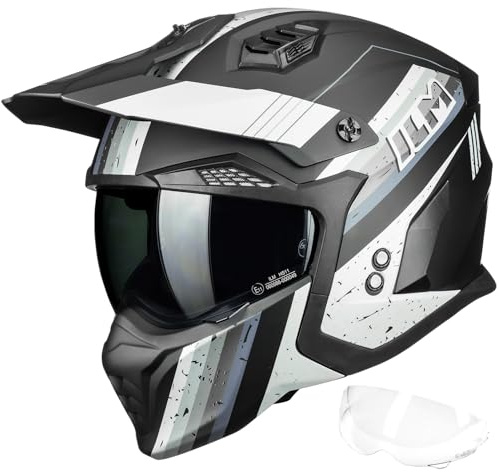 ILM Casque Moto Homme Femme Homologué ECE22.06 Modulable Jet Vintage Rétro Scooter Trottinette Electrique ATV Adulte avec Visiere HS711
